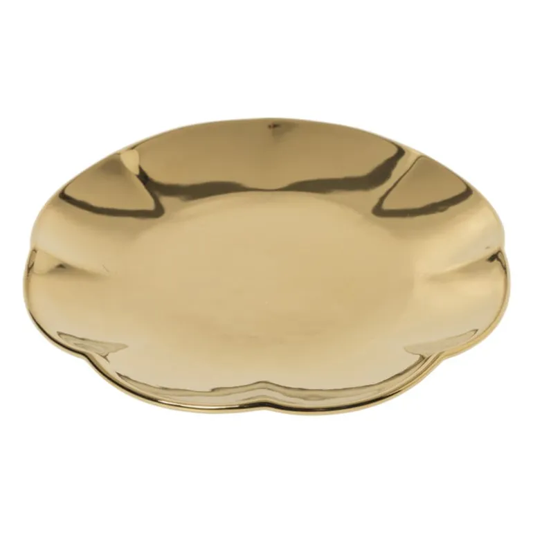 Gebaksbordje goud - keramiek - ø15.5x2 cm