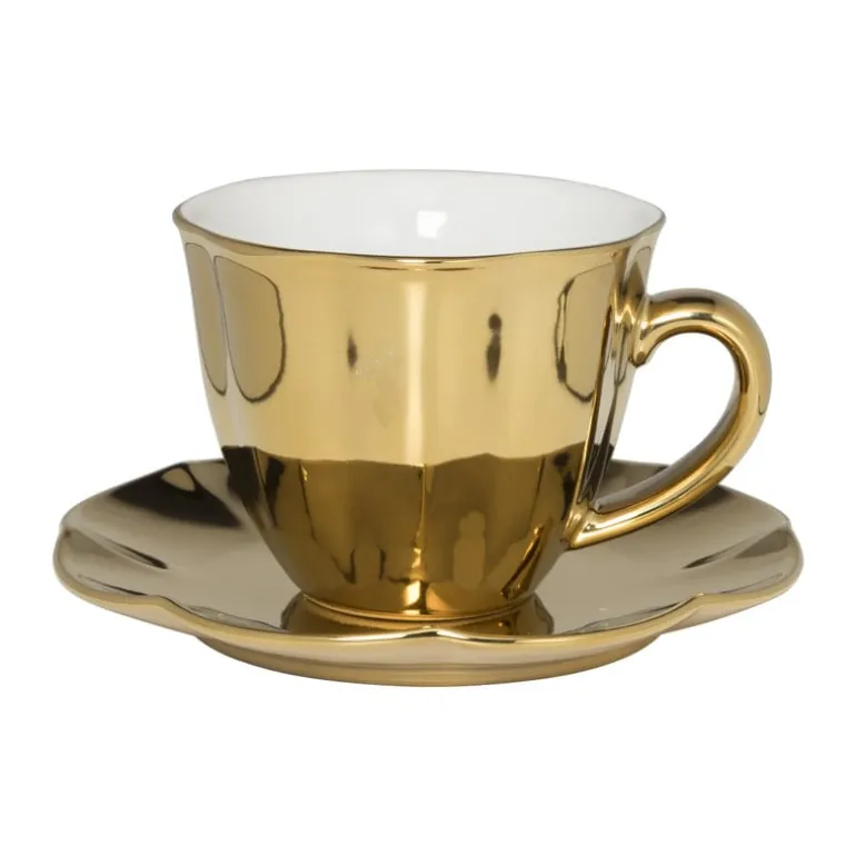 Gebaksbordje goud - keramiek - ø15.5x2 cm