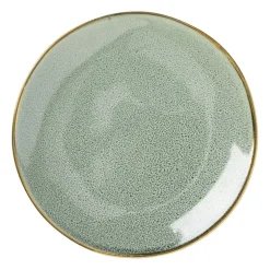 Gebaksbordje met gouden rand - groen - ø15 cm