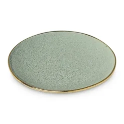 Gebaksbordje met gouden rand - groen - ø15 cm