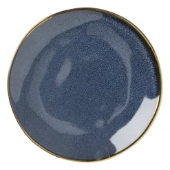 Gebaksbordje met gouden rand - donkerblauw - ø15 cm