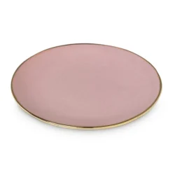 Gebaksbordje met gouden rand - roze - ø15 cm