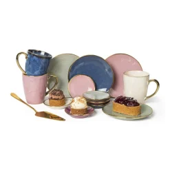 Gebaksbordje met gouden rand - roze - ø15 cm