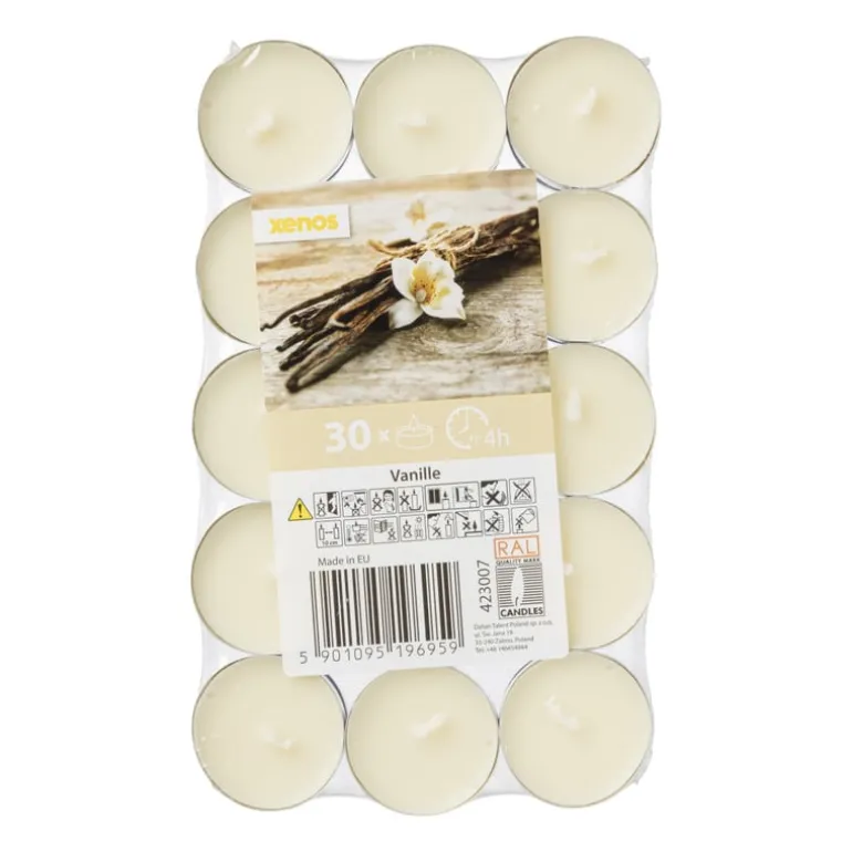 Geurwaxinelichten - vanille - set van 30