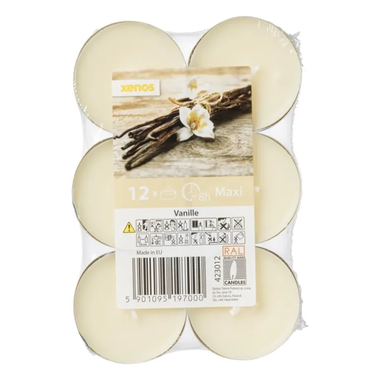 Geurwaxinelichten - vanille - set van 12