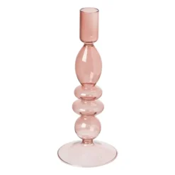 Glazen kandelaar - rood - ø9x22.5 cm