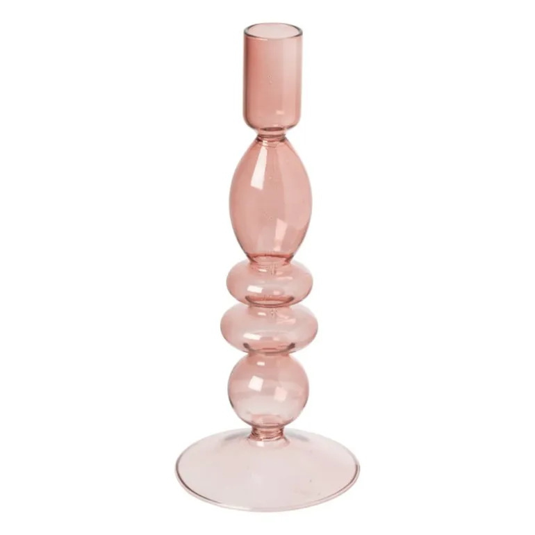 Glazen kandelaar - rood - ø9x22.5 cm