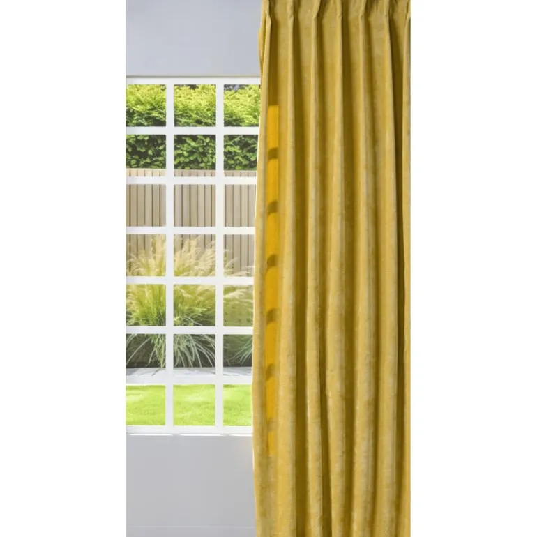 Gordijn chenille - geel - 140x250 cm