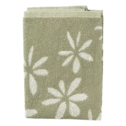 Handdoek bloemen - groen/wit - 50x50 cm