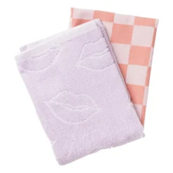 Handdoek lippen - lila/wit - 50x50 cm