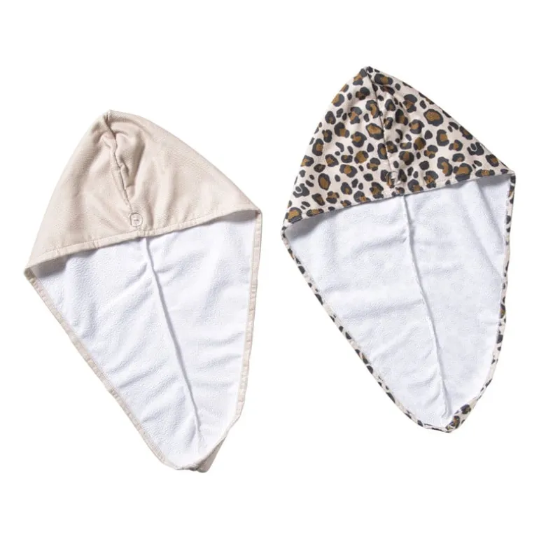 Handdoek tulband - panter - set van 2