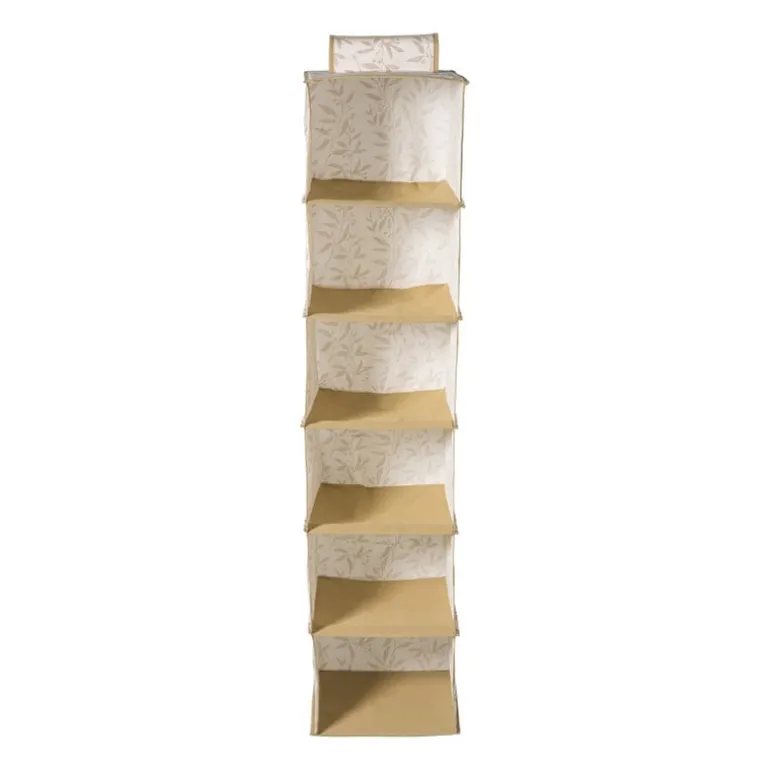 Hang organiser leafs met 6 vakken - bruin/beige - 125x30x30 cm