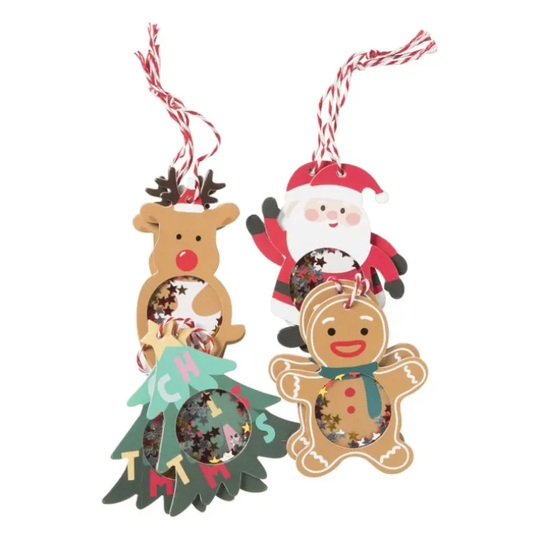 Hang tags kerst - multikleur - set van 8