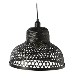 Hanglamp bamboe rond - zwart - ø35x24 cm