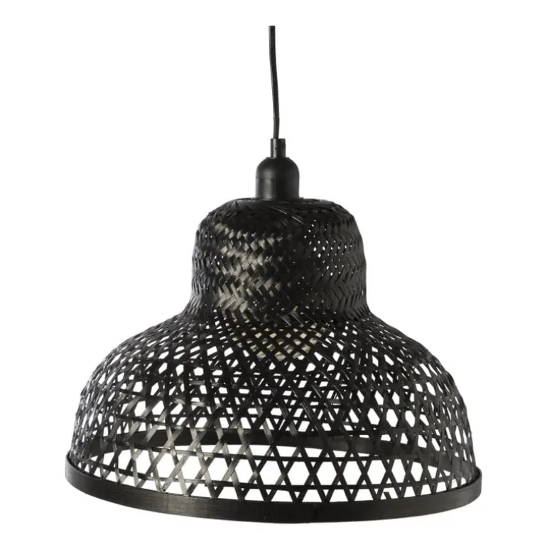 Hanglamp bamboe rond - zwart - ø35x24 cm