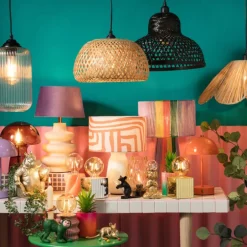 Hanglamp bamboe rond - zwart - ø35x24 cm