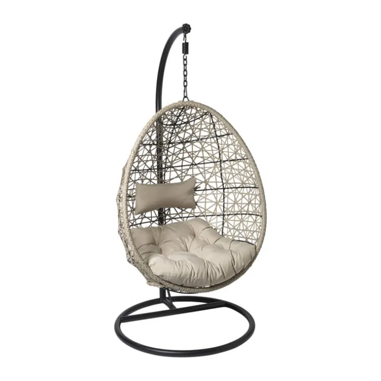 Hangstoel Hawaii met beige kussens - bruin - 196 cm