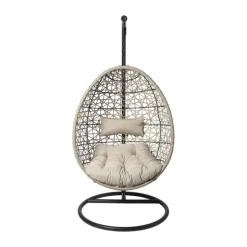 Hangstoel Hawaii met beige kussens - bruin - 196 cm