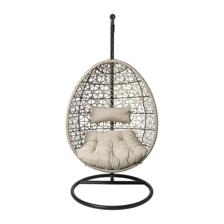 Hangstoel Hawaii met beige kussens - bruin - 196 cm