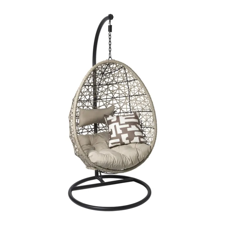 Hangstoel Hawaii met beige kussens - bruin - 196 cm