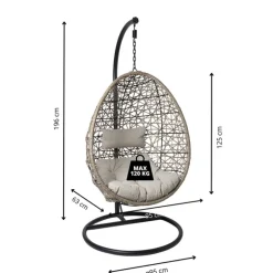 Hangstoel Hawaii met grjize kussens - bruin - 196 cm