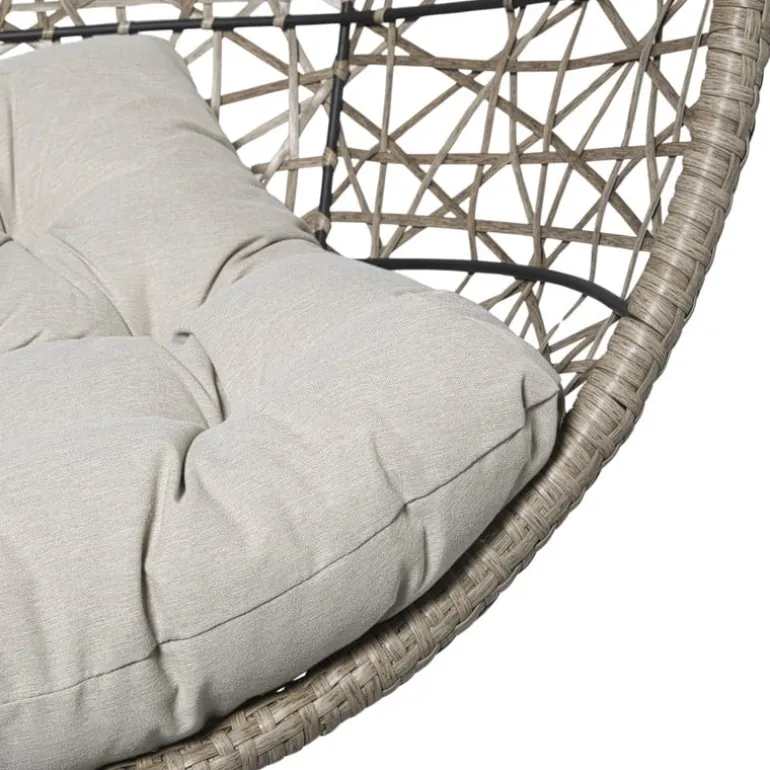 Hangstoel Hawaii met grjize kussens - bruin - 196 cm