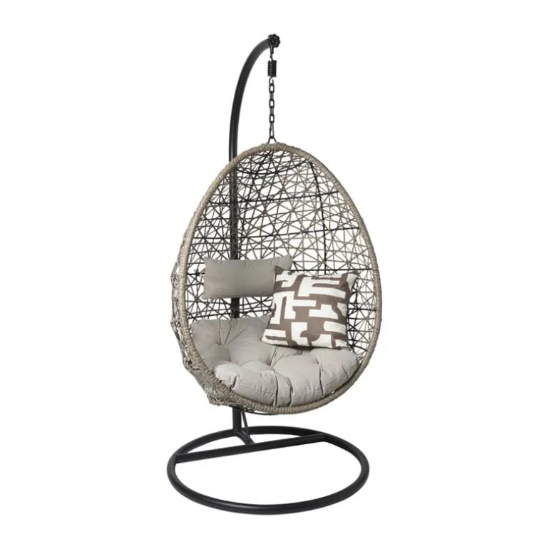 Hangstoel Hawaii met grjize kussens - bruin - 196 cm