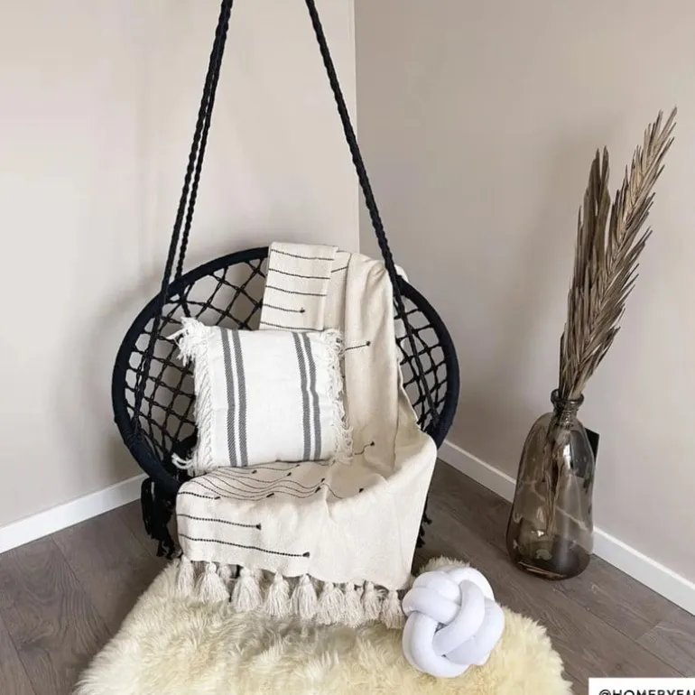 Hangstoel Knoet - zwart - ø80x100 cm