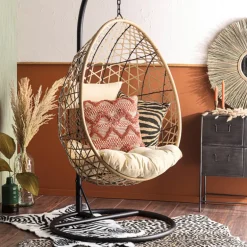 Hangstoel swing met standaard - naturel - ø104x200 cm