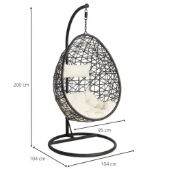 Hangstoel swing met standaard - zwart - ø104x200 cm
