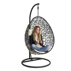 Hangstoel swing met standaard - zwart - ø104x200 cm