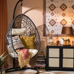 Hangstoel swing met standaard - zwart - ø104x200 cm