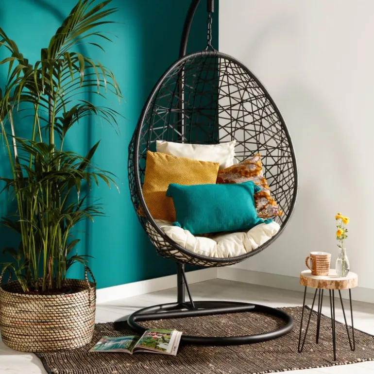 Hangstoel swing met standaard - zwart - ø104x200 cm