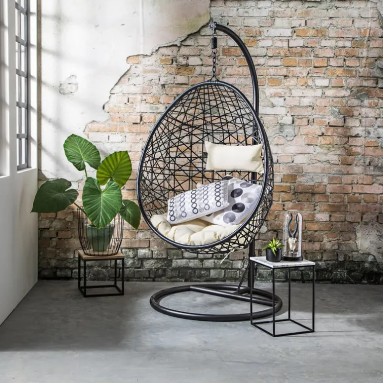 Hangstoel swing met standaard - zwart - ø104x200 cm