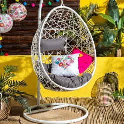 Hangstoel swing met standaard - wit - ø104x200 cm