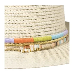 Hoed met kralen - beige/multikleur