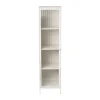 Hoge kast Luca met geribbeld glazen deurtje - offwhite - 160x42x40 cm
