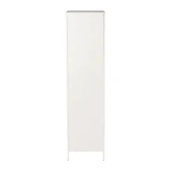 Hoge kast Luca met geribbeld glazen deurtje - offwhite - 160x42x40 cm