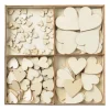 Houten hartjes in kistje - 16x16x2 cm