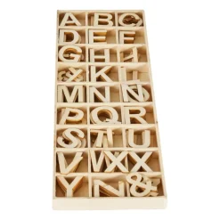 Houten letters in kistje - set van 162