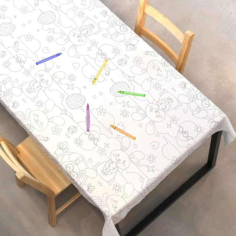 Inkleur tafelkleed Pasen - wit - 180x120 cm