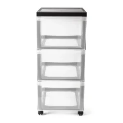 Iris ladesysteem met wieltjes - 3 lades - zwart - 61x39x29 cm