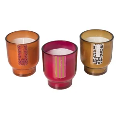 Kaars in glas - oranje - ø7.5x8.5 cm