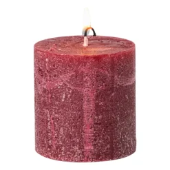 Kaars rustiek - bordeauxrood - ø7x7 cm