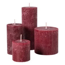 Kaars rustiek - bordeauxrood - ø7x7 cm