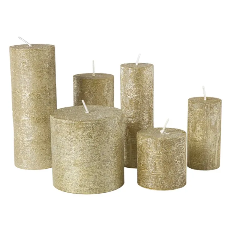 Kaars rustiek - goud - ø5x10 cm