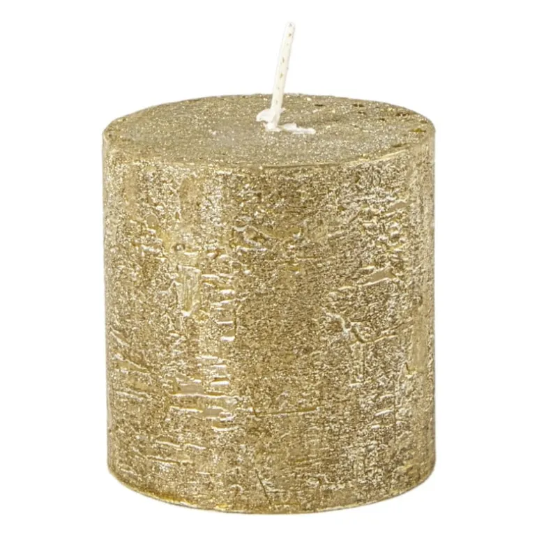 Kaars rustiek - goud - ø7x7 cm