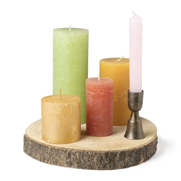 Kaars rustiek - goud - ø7x7 cm