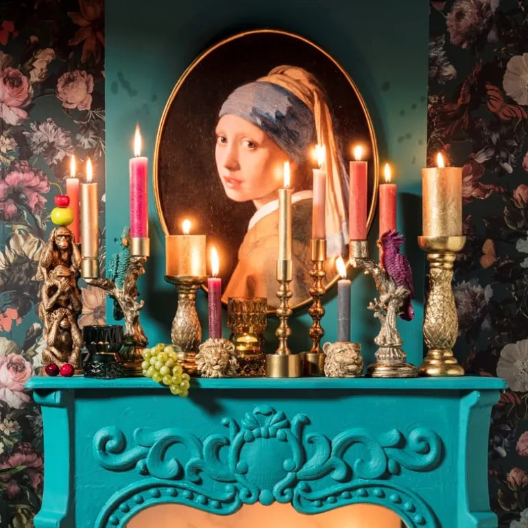 Kaars rustiek - goud - ø7x7 cm