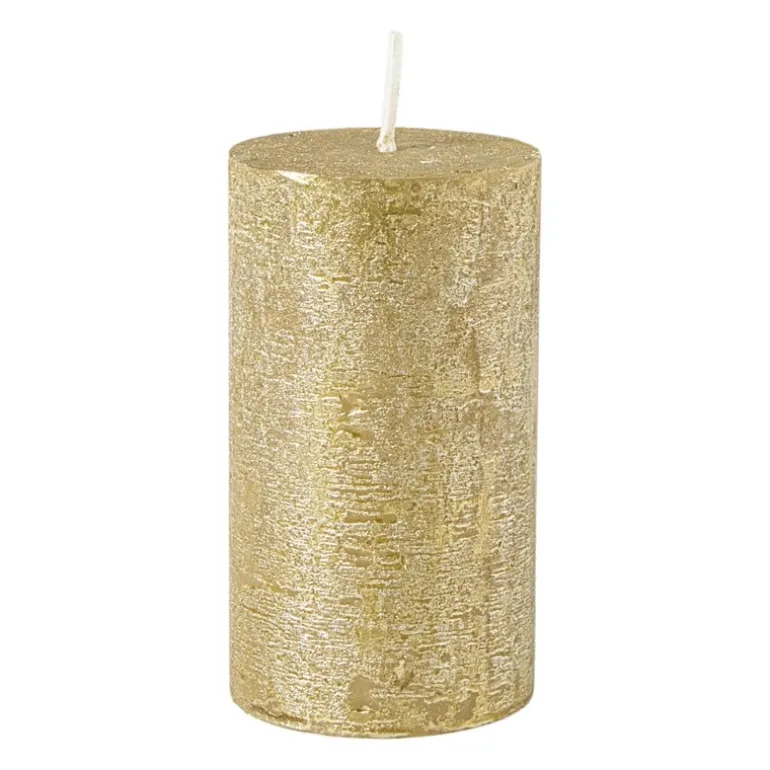 Kaars rustiek - goud - ø7x12 cm
